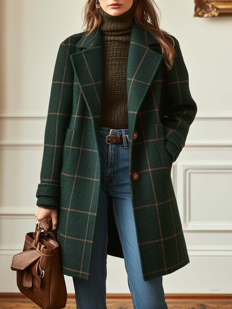 Elena – Classic Checked Coat