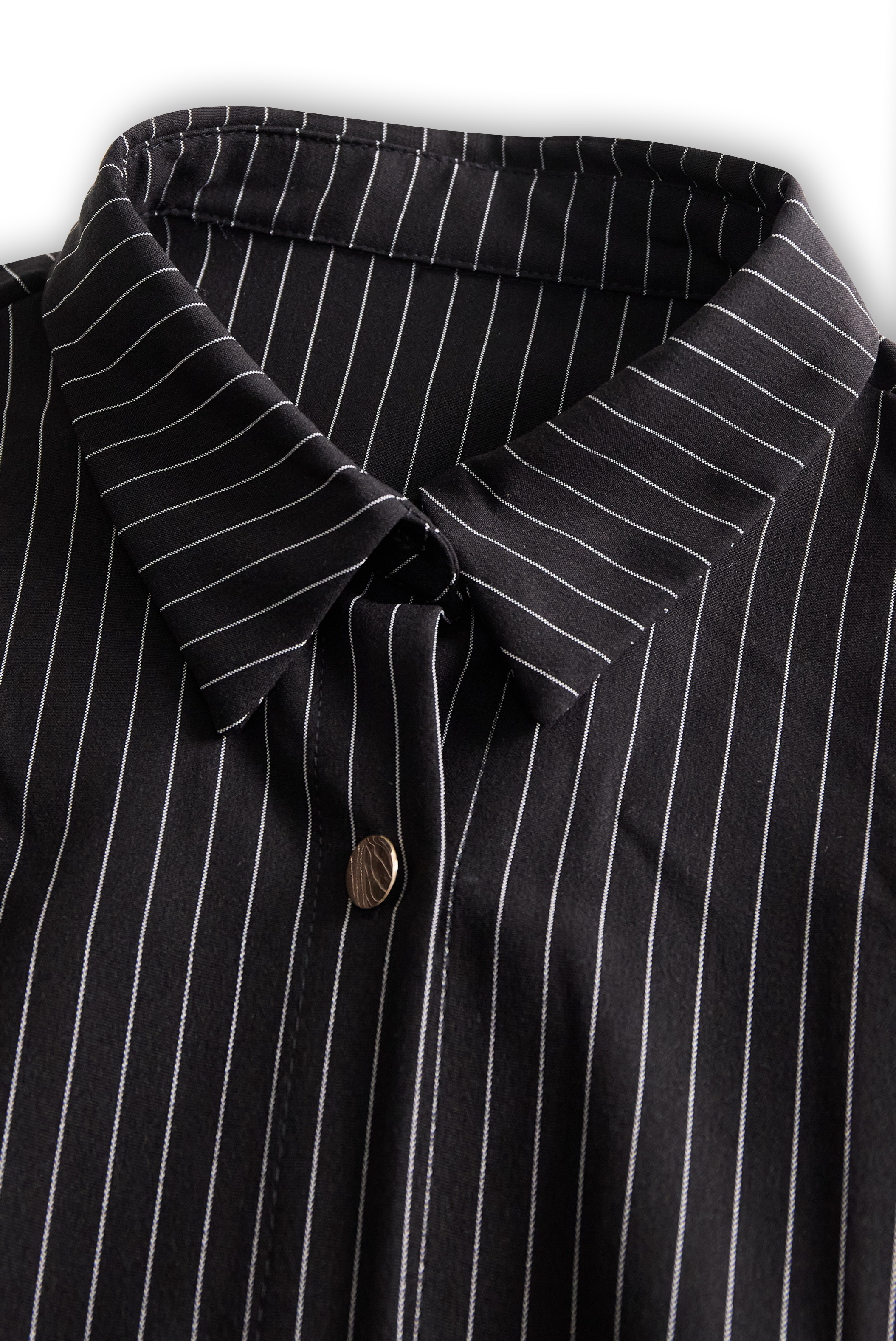 POPPY | BLACK PINSTRIPE SHIRT DRESS