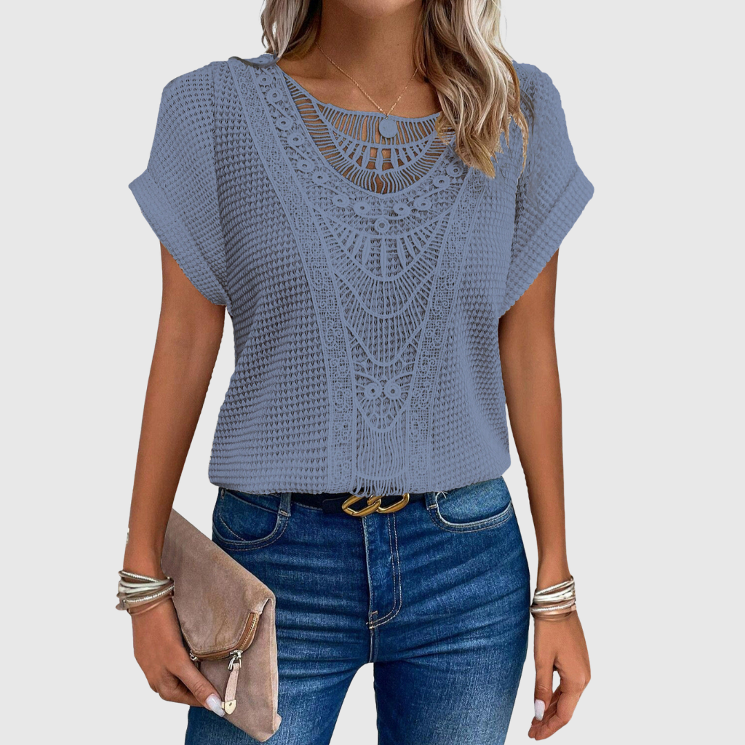 LUCINDA | LACE SHORT SLEEVE TOP